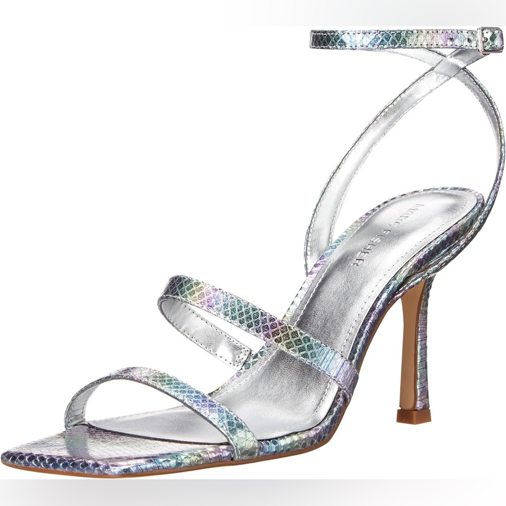 Marc Fisher Deric Heeled Sandals Green iridescent metallic Sz 6.5